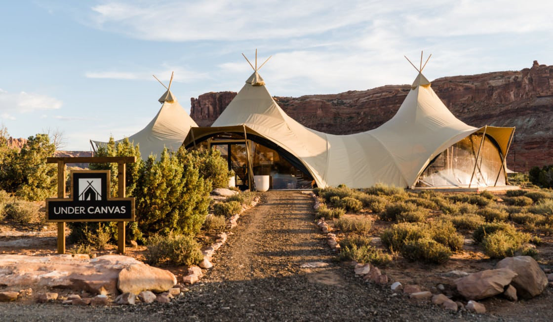 Under Canvas Moab offers luxurious safari tents amidst the stunning desert landscape.