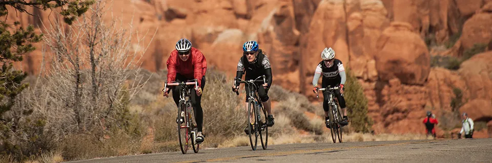 Bicycles are allowed on all paved and unpaved roads open to vehicle traffic within Arches National Park.