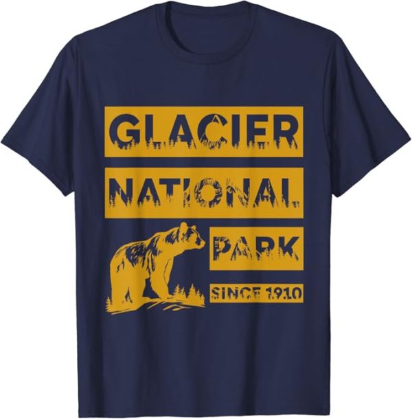 Retro Glacier National Park Bear T-Shirt