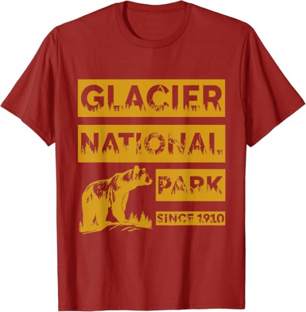 Retro Glacier National Park Bear T-Shirt