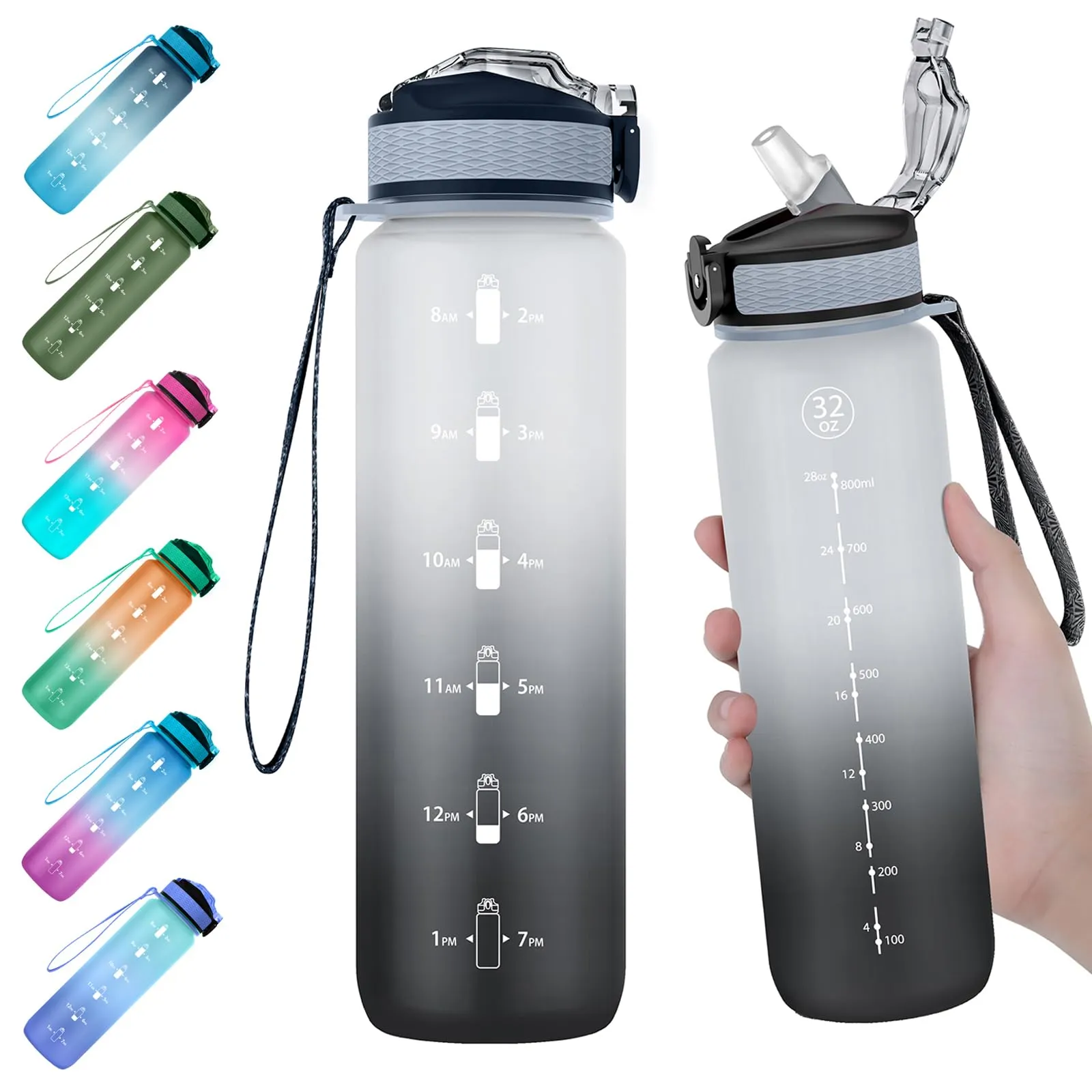 travel water bottle plastic with straw