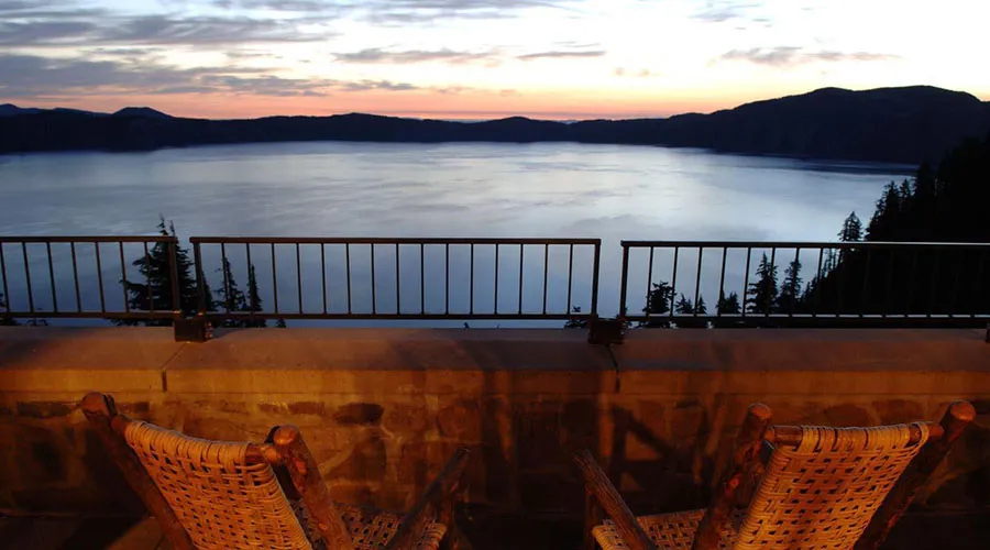 A stunning view of the Crater Lake Lodge Dining Room