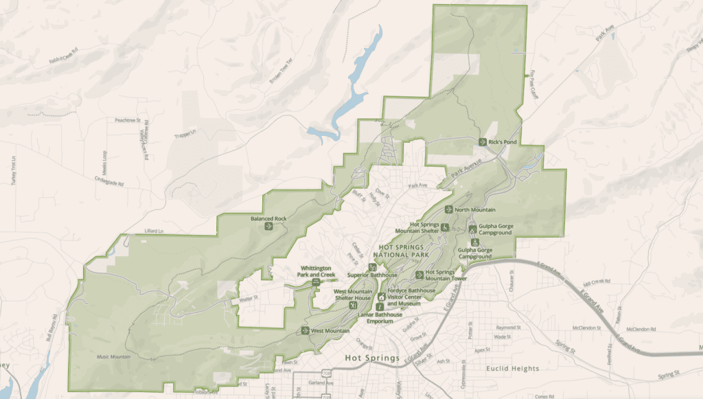 Hot Springs National Park Map