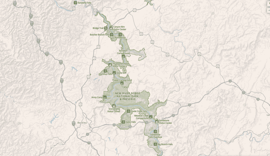 New River Gorge National Park Map