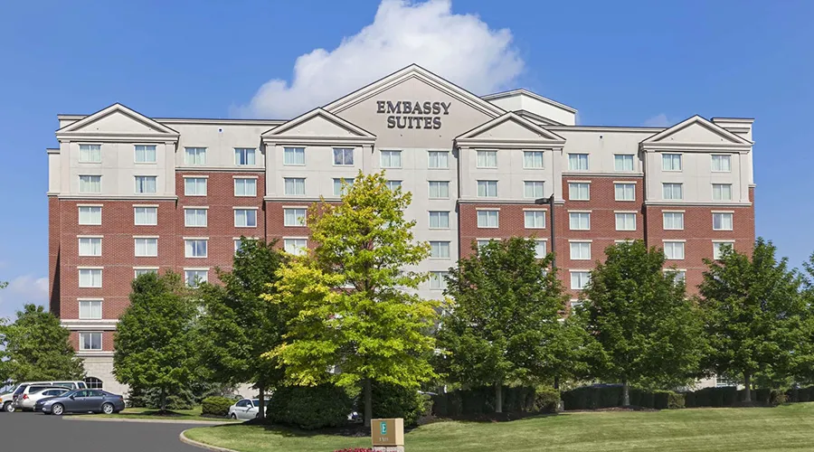 The Embassy Suites hotel is conveniently located near popular tourist spots in northeast Ohio