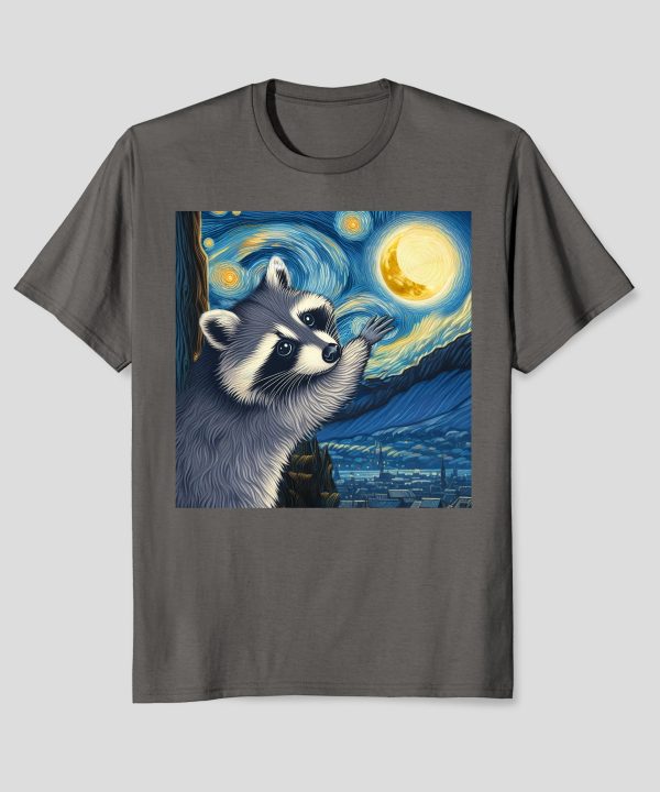 Funny Raccoon Touch the Moon Starry Night