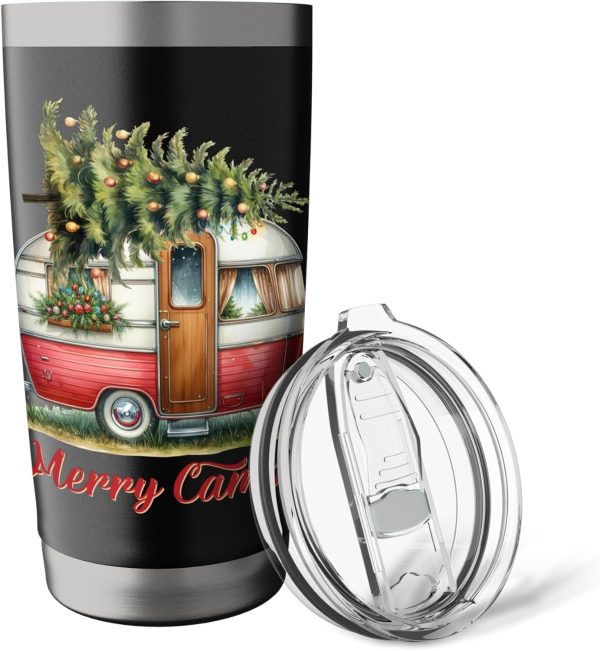 Merry Camper Vintage Camper Christmas Tree Tumbler