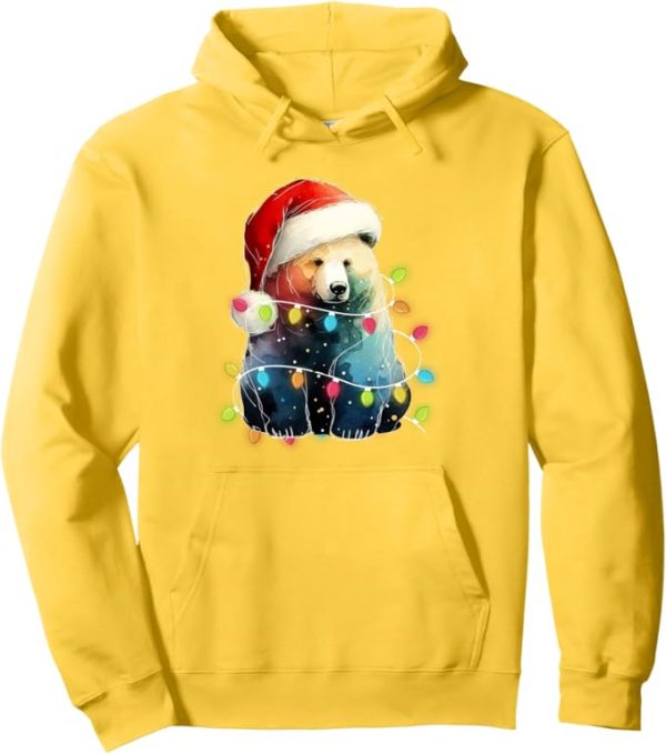 Bear Christmas Light Xmas Bear Funny Bear Lover Hoodie