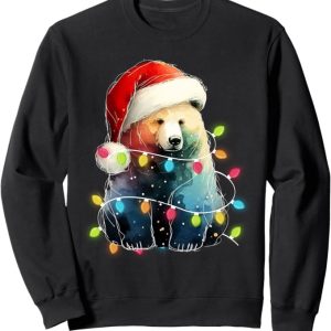 Bear Christmas Light Xmas Bear Funny Bear Lover Sweatshirt