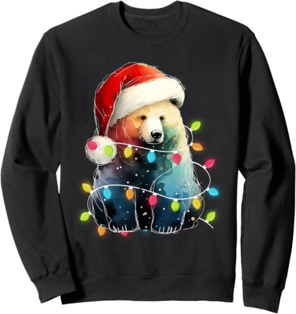 Bear Christmas Light Xmas Bear Funny Bear Lover Sweatshirt