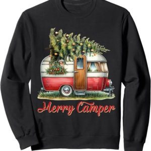 Merry Camper Vintage Camper Christmas Tree Sweatshirt