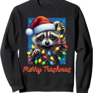 Funny Raccoon Christmas Merry Trashmas Sweatshirt