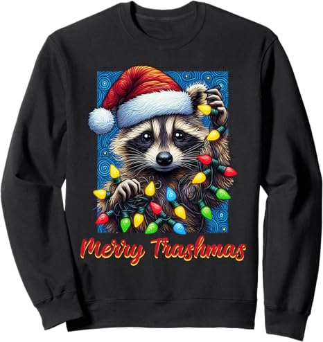 Funny Raccoon Christmas Merry Trashmas Sweatshirt