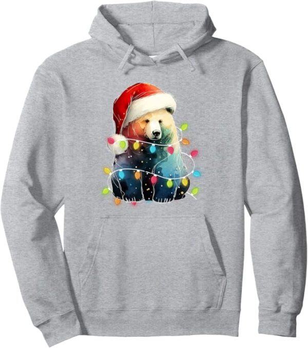 Bear Christmas Light Xmas Bear Funny Bear Lover Hoodie