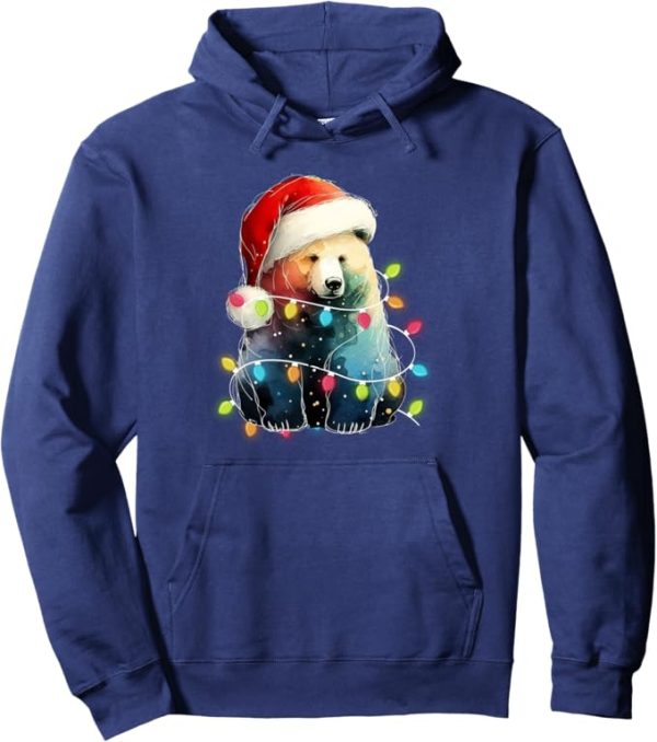 Bear Christmas Light Xmas Bear Funny Bear Lover Hoodie