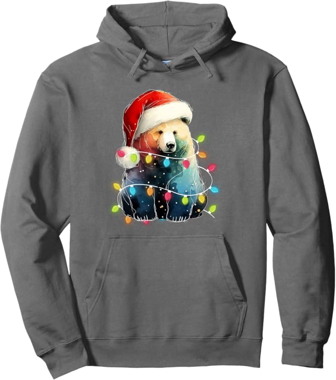 Bear Christmas Light Xmas Bear Funny Bear Lover Hoodie