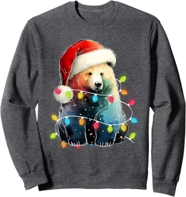 Bear Christmas Light Xmas Bear Funny Bear Lover Sweatshirt