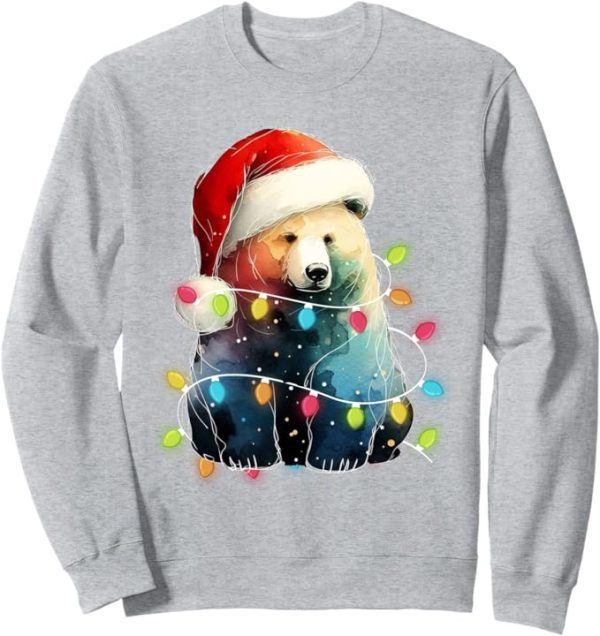 Bear Christmas Light Xmas Bear Funny Bear Lover Sweatshirt