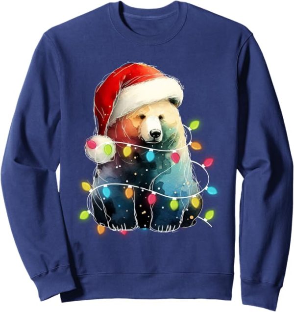 Bear Christmas Light Xmas Bear Funny Bear Lover Sweatshirt