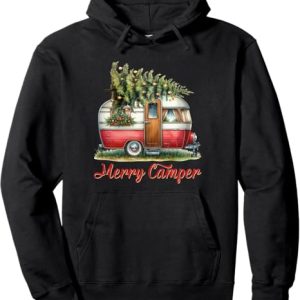 Merry Camper Vintage Camper Christmas Tree Hoodie