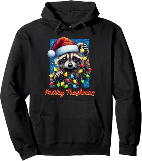 Funny Raccoon Christmas Merry Trashmas Hoodie