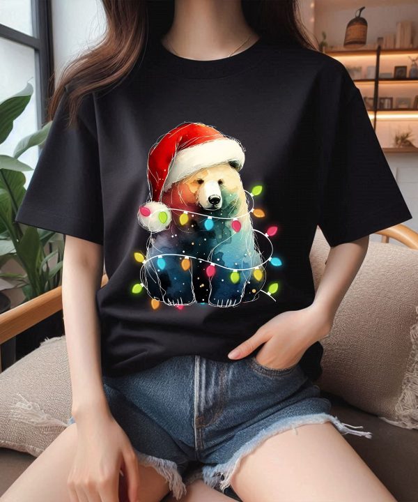 Bear Christmas Light Xmas Bear Funny Bear Lover T-Shirt