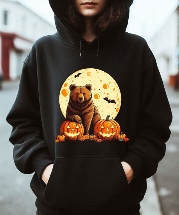 Funny Halloween Bear Wildlife Outdoor Pullover Hoodie