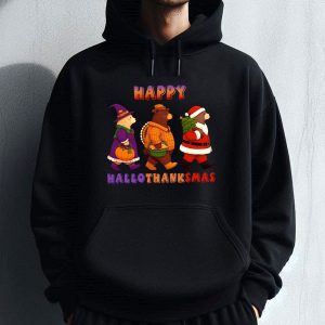 Happy Hallothanksmas Bear Halloween Thanksgiving Christmas Hoodie