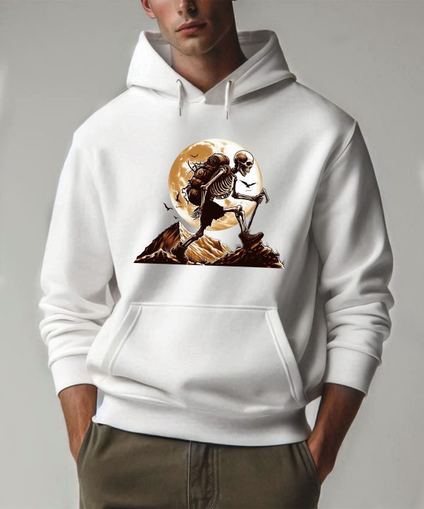 Funny Halloween Hiking Skeleton Hoodie