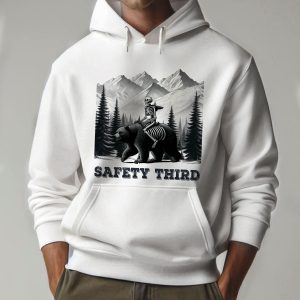 Funny Skeleton With Bear Safety Third Outdoors Pullover Hoodie