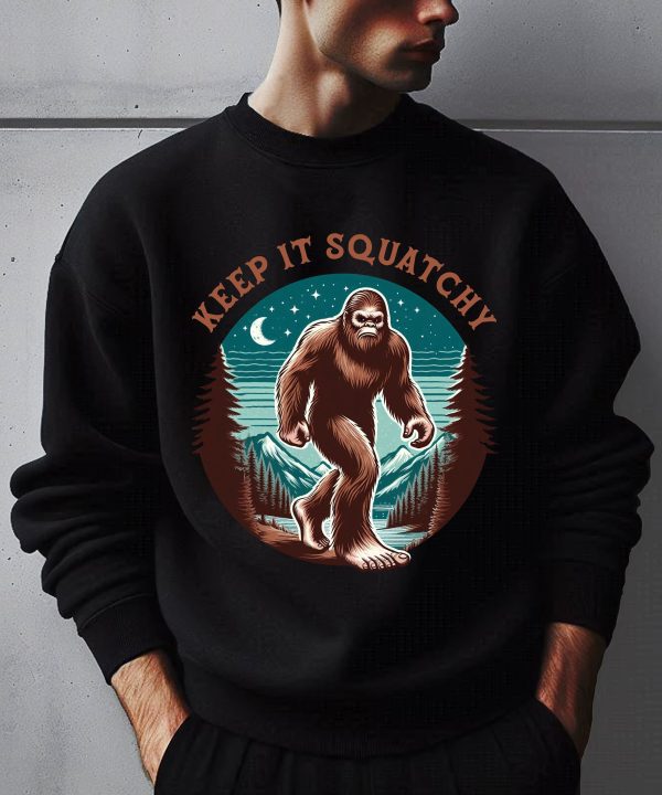 Funny Bigfoot Keep It Squatchy Retro Hiking Camping Sweatshirt