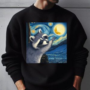 Funny Raccoon Touch the Moon Starry Night Sweatshirt