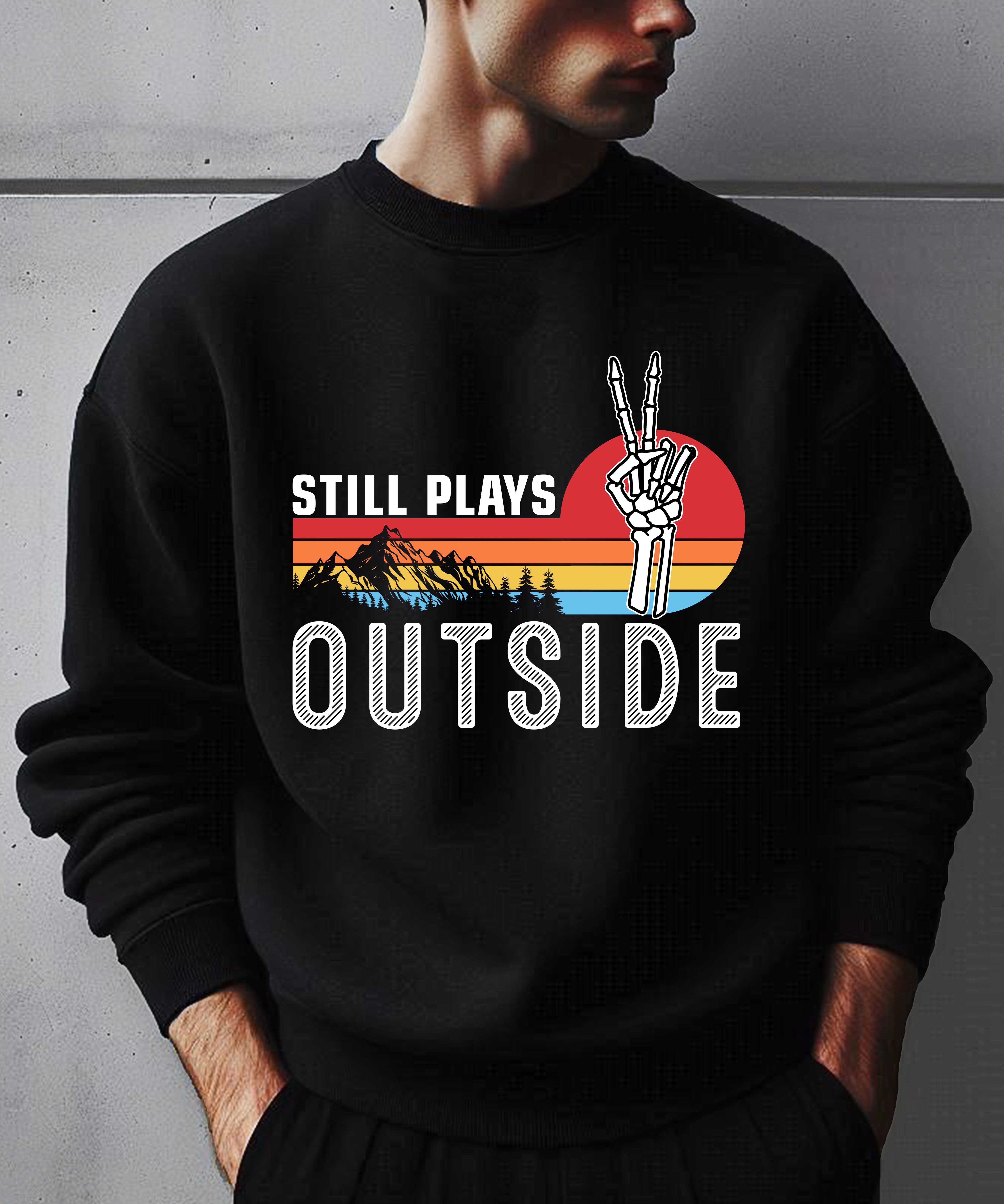 Still Plays Outside Vintage Funny Camping Hiking Sweatshirt