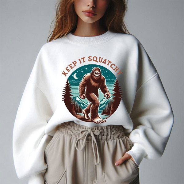 Funny Bigfoot Keep It Squatchy Retro Hiking Camping Sweatshirt