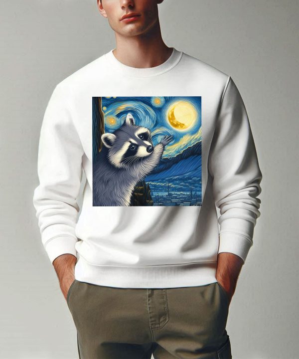 Funny Raccoon Touch the Moon Starry Night Sweatshirt