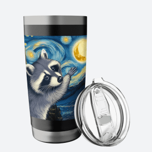 Funny Raccoon Touch the Moon Starry Night Tumbler