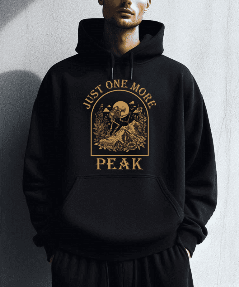 Just One More Peak Retro Funny Hiking Hoodie