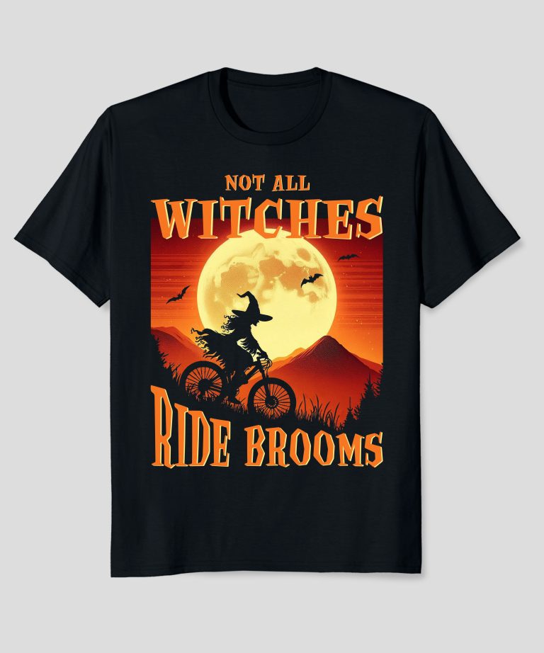 Funny Halloween Not All Witches Ride Brooms Cycling T-Shirt