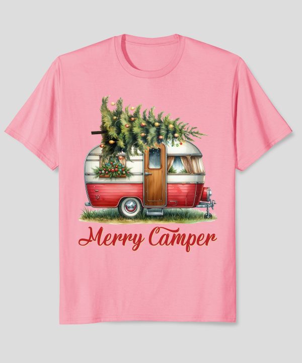 Merry Camper Vintage Camper Christmas Tree T-Shirt