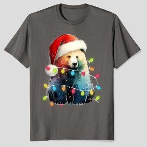 Bear Christmas Light Xmas Bear Funny Bear Lover T-Shirt