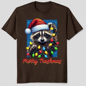 Funny Raccoon Christmas Merry Trashmas T-Shirt