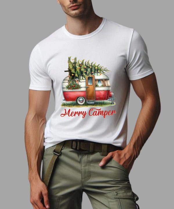 Merry Camper Vintage Camper Christmas Tree T-Shirt