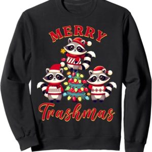 Raccoon Christmas Tree Merry Trashmas Matching Sweatshirt