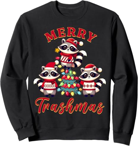 Raccoon Christmas Tree Merry Trashmas Matching Sweatshirt