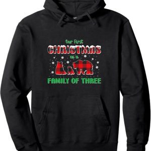 Our First Christmas As A Family Of Three Family Bear Pullover Hoodie