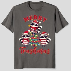 Raccoon Christmas Tree Merry Trashmas Matching T-Shirt