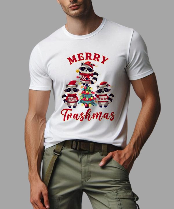 Raccoon Christmas Tree Merry Trashmas Matching T-Shirt